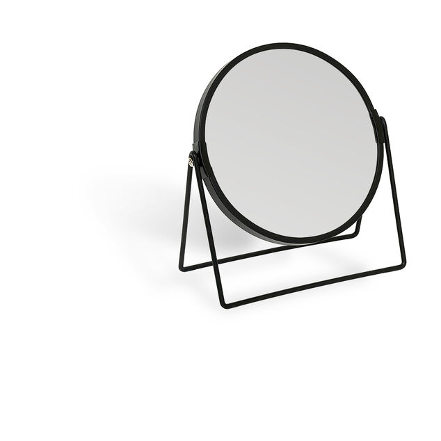 Miroir rond m&eacute;tal noir &agrave; poser 18x8xH20cm