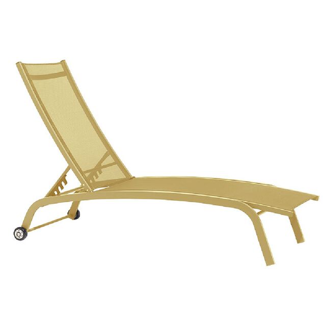 Bain de soleil transat Stockolm jaune 186x63xH32/90cm