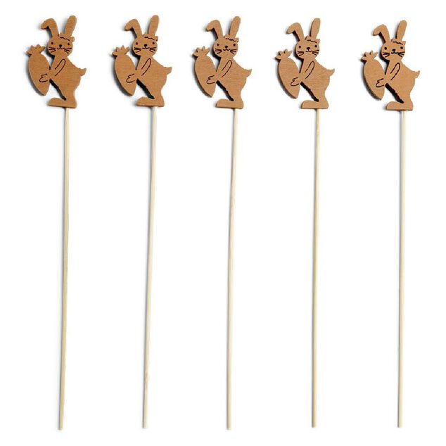 Lot de 5 pics en bois th&egrave;me P&acirc;ques