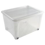 Box de rangement &agrave; roulettes transparent 140L