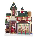 Façade étable des rennes lumineuse pour village de Noël polyrésine 26x8xH30cm
