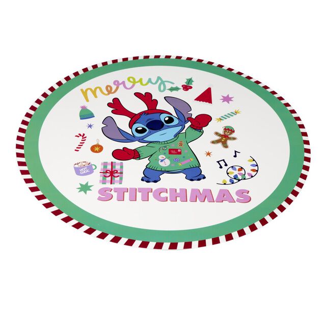 Set de table No&euml;l Disney Stitch rond Merry Stitchmas &Oslash;38cm