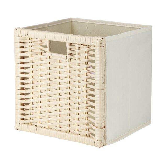 Panière de rangement Box Cube carrée 1 face tressée 27x27x27cm