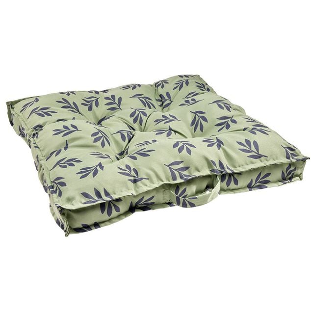 Coussin de dossier salon palette motif feuillage vert noir 60x60x&eacute;p8cm