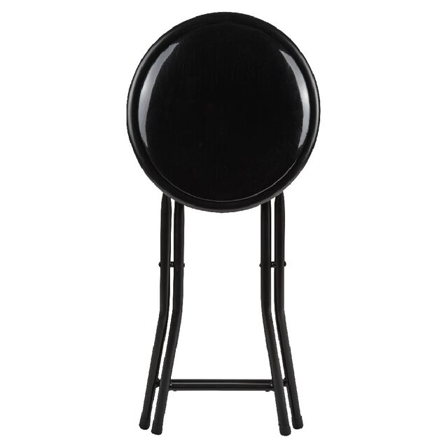 Tabouret pliant Aiden métal et pvc Noir L.30 x P.35 x H.45 cm