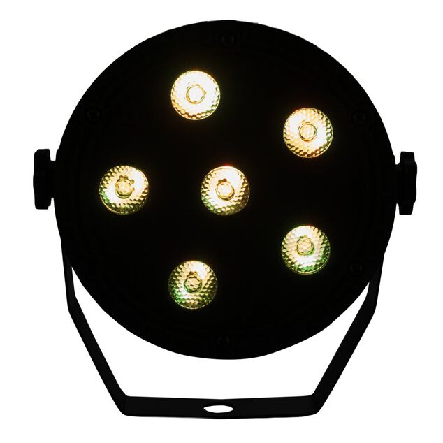 Projecteur de lumi&egrave;re disco rond 6LED RGB 360&deg; avec t&eacute;l&eacute;commande H14cm