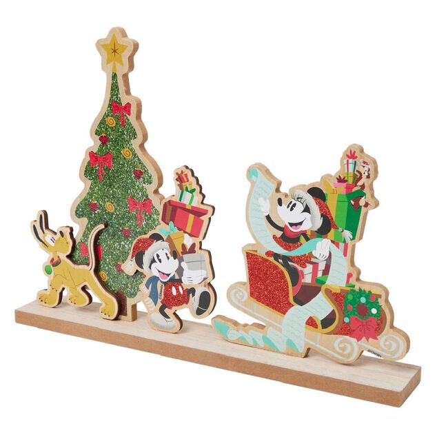 Décoration Disney à poser Mickey à Noël bois 34x5xH25cm