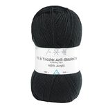 Pelote de fil &agrave; tricoter acrylique anti bouloche noir