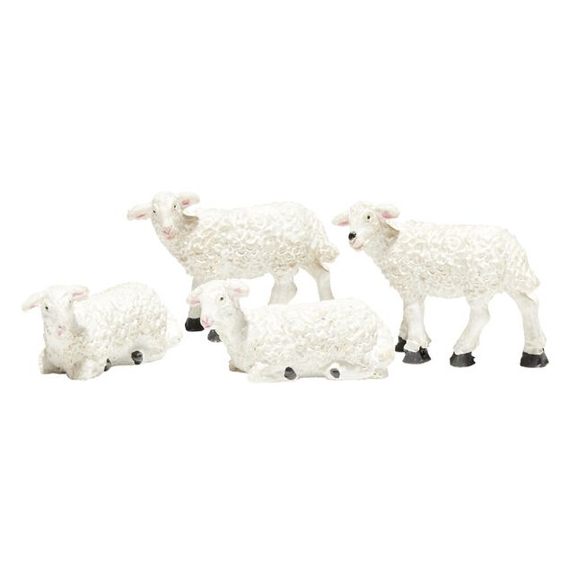 Mouton cr&egrave;che ou village de No&euml;l x4