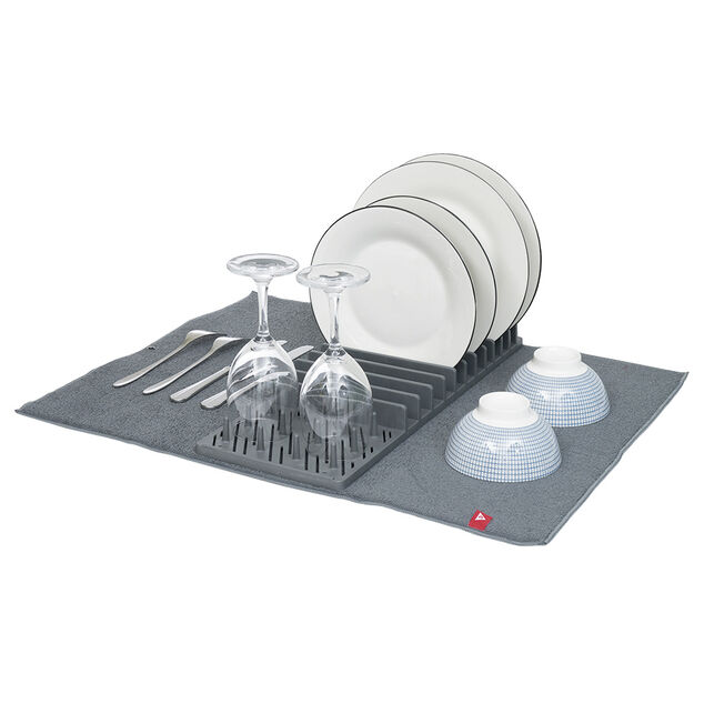 &Eacute;gouttoir avec tapis pliable gris fonc&eacute; 11 rang&eacute;es 12 picots