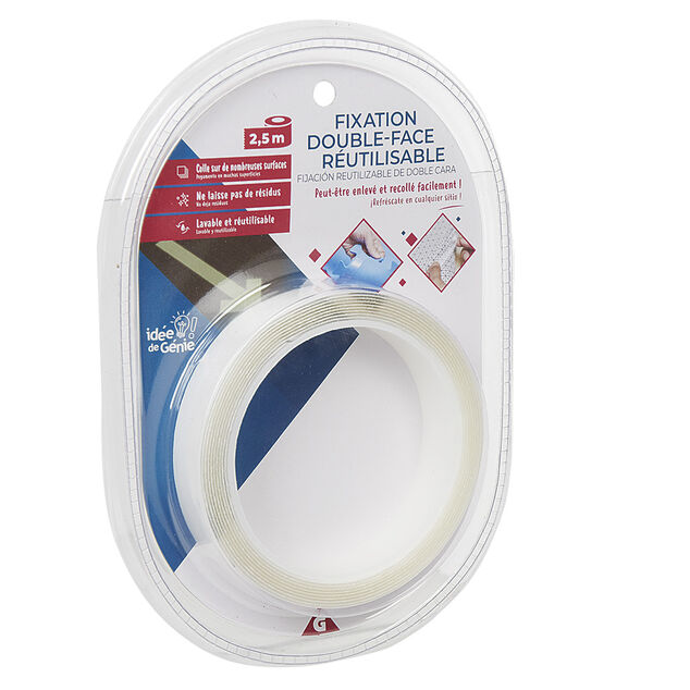 Adh&eacute;sif double face r&eacute;utilisable 2,5 m