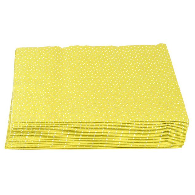 Serviette en papier jaune motif confettis blanc x 20