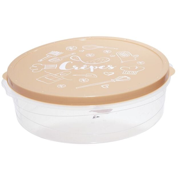 Bo&icirc;te &agrave; cr&ecirc;pes ronde avec couvercle imprim&eacute; cuisine &Oslash;28xH9cm (4 mod&egrave;les)