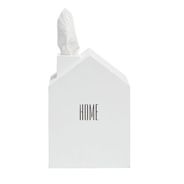 Bo&icirc;te &agrave; mouchoirs maison blanche en bois