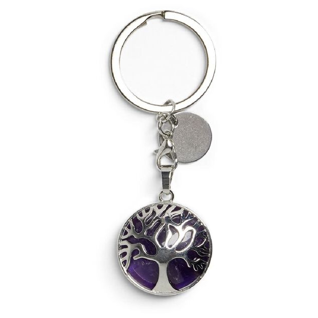 Porte cl&eacute; avec m&eacute;daillon arbre de vie - 3 coloris