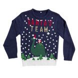 Pull de Noël enfant Santa's Team dinosaure bleu marine