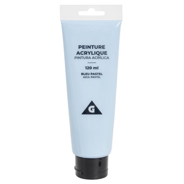 Tube peinture acrylique 120ml bleu pastel