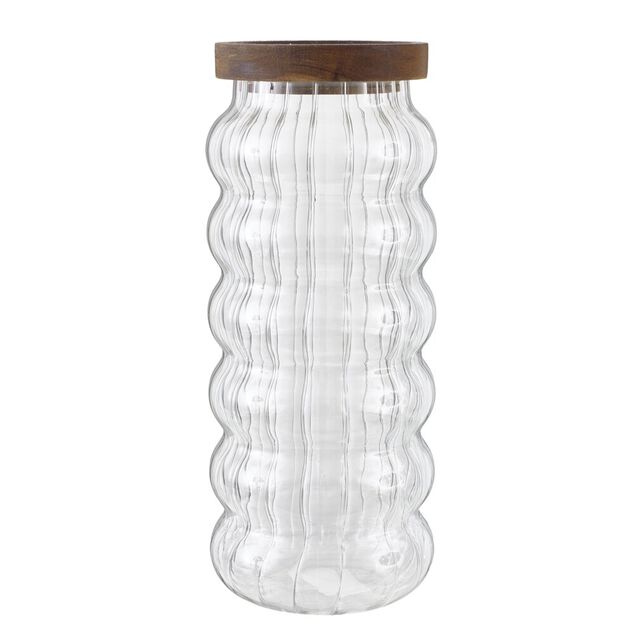 Bocal alimentaire en verre avec couvercle en bois 1,2L