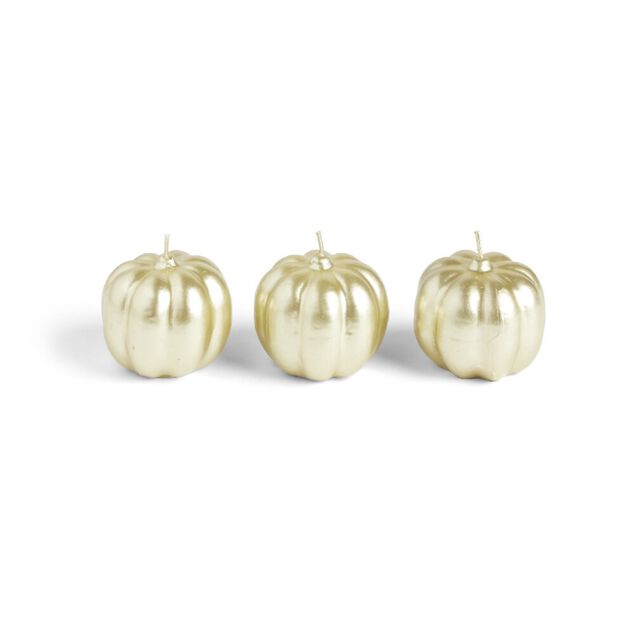 Bougie citrouille dor&eacute;e 12H x3