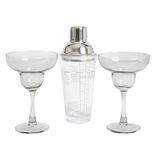 Set à cocktail 2 verres à pied 270ml margarita et 1 shaker 420ml