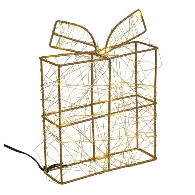 D&eacute;coration de No&euml;l LED cadeau lumineux en m&eacute;tal 15x5xH20cm