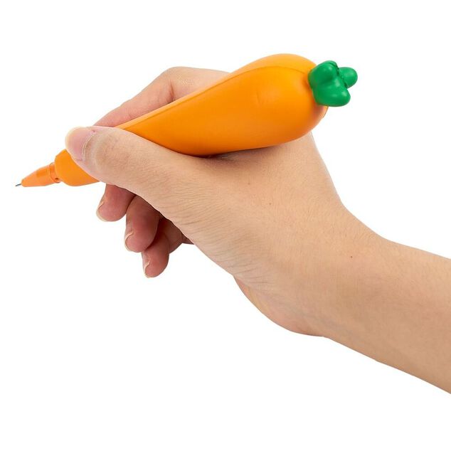 Stylo de d&eacute;compression &agrave; rebond forme carotte ou aubergine