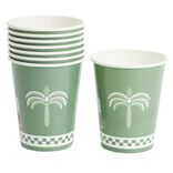 Gobelet carton x8 motif palmier vert et blanc 20cl