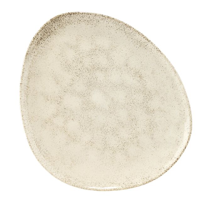 Assiette plate fa&iuml;enceTrior forme organique beige 26x30cm