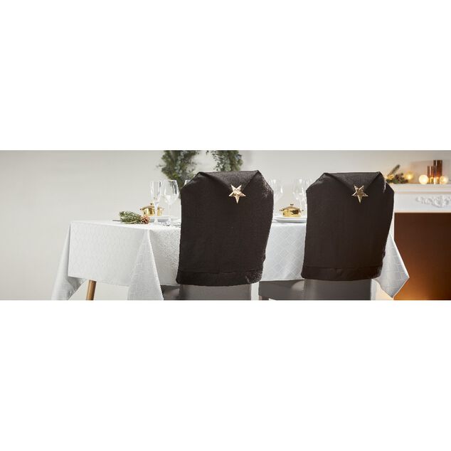 Housse de chaise noire motif étoile or