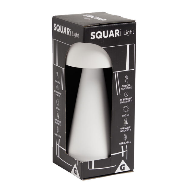 Lampe de table Squari USB tactile blanche &Oslash;9,5xH22,5cm