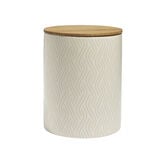 Pot de conservation 1,6L gr&egrave;s et couvercle bambou &Oslash;14,2xH17,7cm