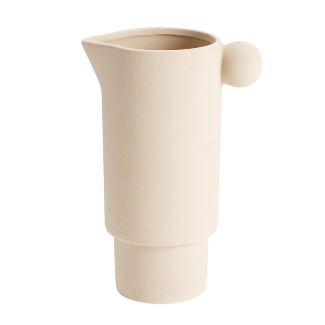 Vase c&eacute;ramique mate fa&ccedil;on pichet avec anse boule &Oslash;9,5xH21,5cm (2 mod&egrave;les)