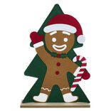 D&eacute;coration sapin en bois avec pain d'&eacute;pice ou gnome H50cm
