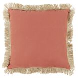 Coussin déco franges jute 45x45cm rouge
