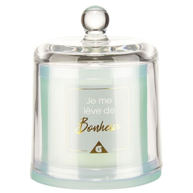 Bougie cloche message senteur Vanille turquoise