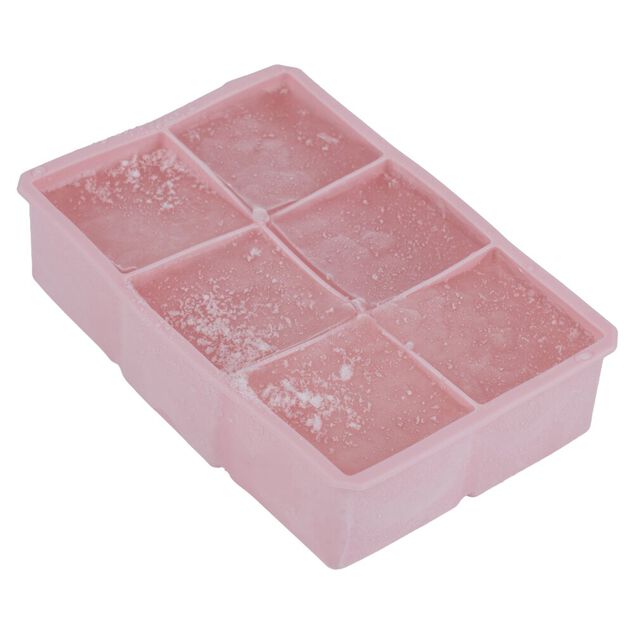 Moule &agrave; gla&ccedil;ons silicone 6 empreintes carr&eacute; L16X11XH4 cm rose