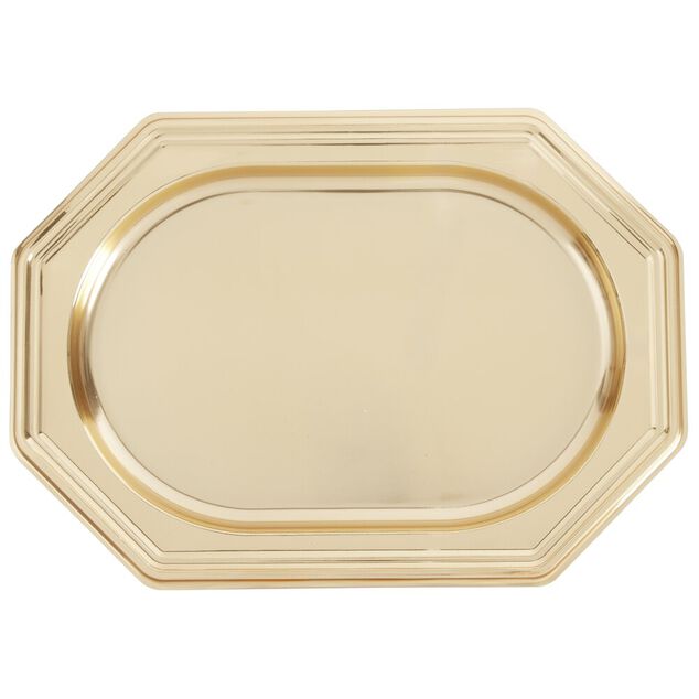Plat de pr&eacute;sentation traiteur octogonal X3 pcs L35X22XH2 cm dor&eacute;