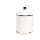 Pot céramique avec couvercle en blanc et bord doré Ø11,5xH17,5cm