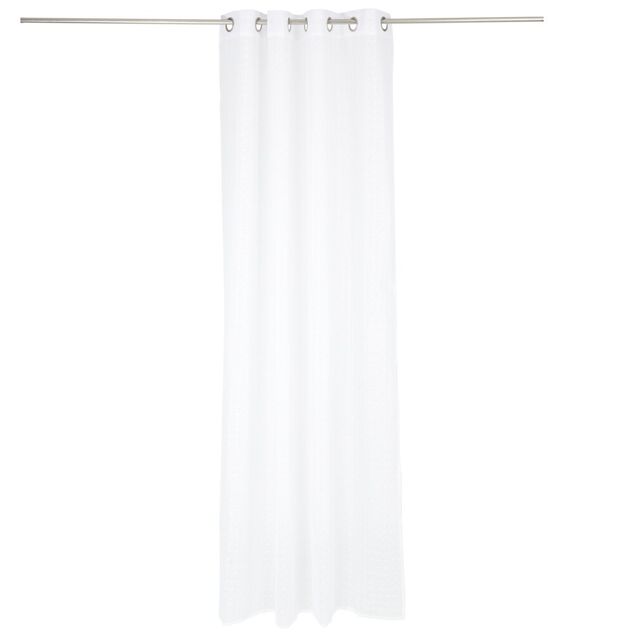 Voilage polyester 140x240cm motif g&eacute;om&eacute;trique blanc