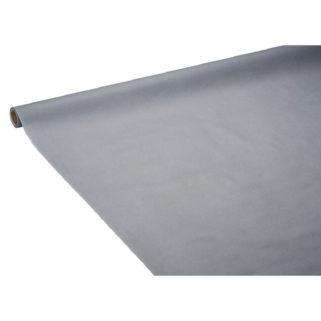 Nappe en papier voie s&egrave;che effet tissu gris clair 4 m