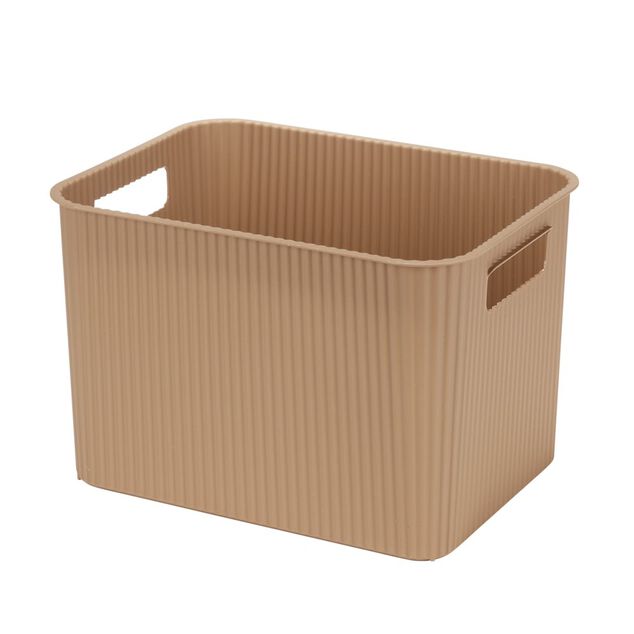 Pani&egrave;re de rangement 14L rectangulaire plastique marron 35x26,5xH20cm