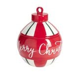 Bonbonnière boule de Noël Merry Christmas rouge et blanc Ø21xH27cm