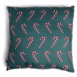 Coussin carré vert motif sucre d'orge rouge et blanc 40x40cm