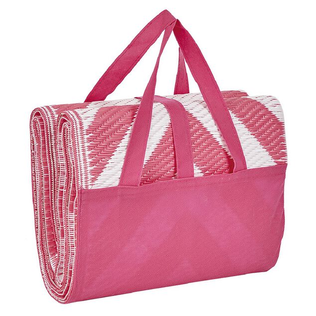 Natte sac de plage 2en1 rose et blanche