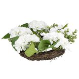 Couronne d'hortensias et feuillage 5 tiges Ø38cm