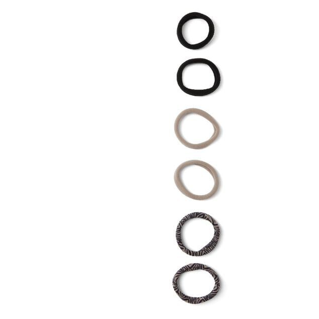 Lot de 6 &eacute;lastiques mousse beige et noir