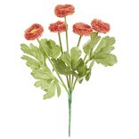 Piquet de 5 Chrysanthèmes oranges ouvertes en polyéthylène