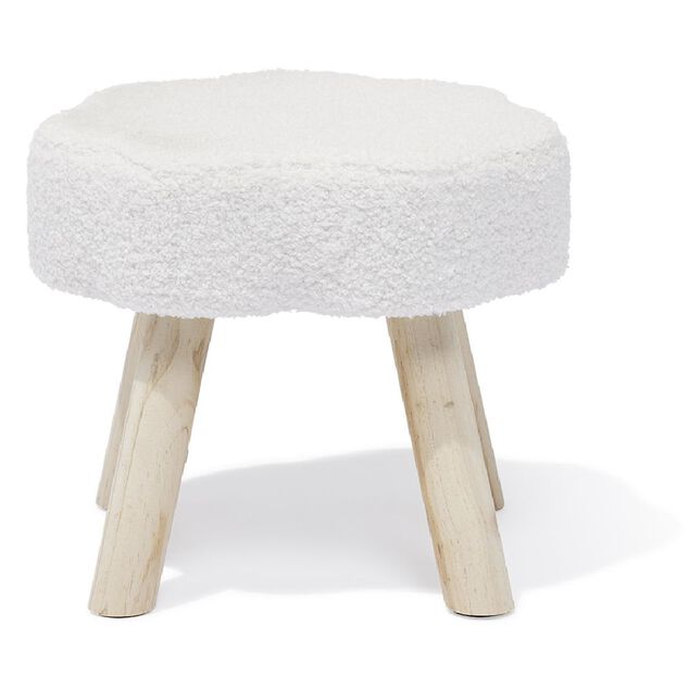 Pouf d&eacute;cor nuage laine boucl&eacute;e Blanc -  36x30xH33cm