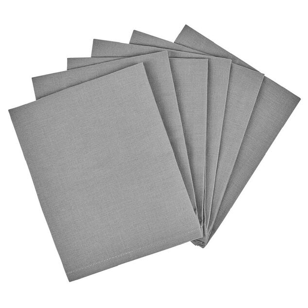 Serviette en coton uni Gris x6