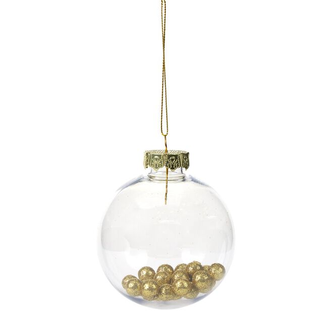 Boule de Noël plastique transparent avec billes Ø8cm (4 modèles)